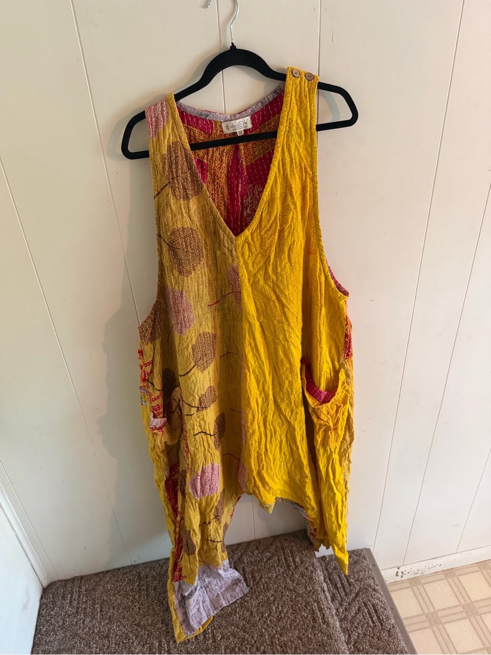 Sleeveless Yellow Mixed-Print Boho Jumpsuit